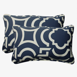 Outdoor/Indoor Carmody Navy Rectangular Throw Pillow (Set of 2)