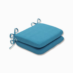 Outdoor/Indoor Veranda Turquoise Rounded Corners Seat Cushion (Set of 2)