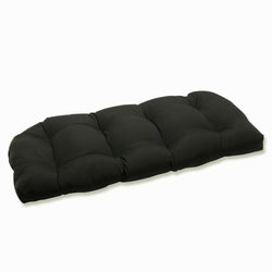 Outdoor/Indoor Fortress Canvas Black Wicker Loveseat Cushion