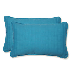 Outdoor/Indoor Veranda Turquoise Rectangular Throw Pillow (Set of 2)