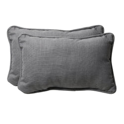 Outdoor/Indoor Rave Graphite Rectangular Throw Pillow (Set of 2)