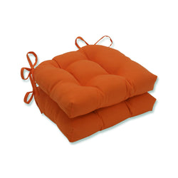 Outdoor/Indoor Sundeck Orange Reversible Chair Pad (Set of 2)