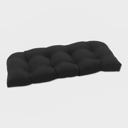 Pillow Perfect Belk Shadow 44-in x 18-in Black Patio Bench Cushion at