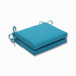 Outdoor/Indoor Veranda Turquoise Squared Corners Seat Cushion (Set of 2)