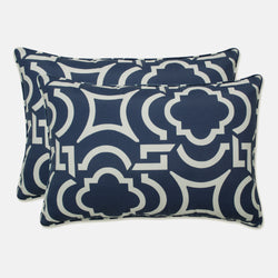 Outdoor/Indoor Carmody Navy Over-sized Rectangular Throw Pillow (Set of 2)