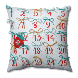 Indoor Christmas Advent Pillow Red-Aqua 16.5-inch Throw Pillow