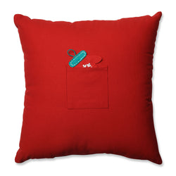 Indoor Christmas Advent Pillow Red-Aqua 16.5-inch Throw Pillow