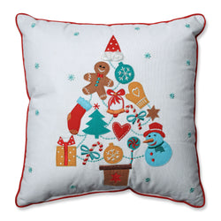 Indoor Christmas Gift Tree Red-Aqua 16.5-inch Throw Pillow