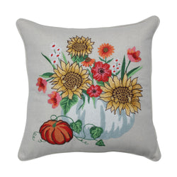 Harvest Bouquet Embroidered Decorative Pillow Autumn