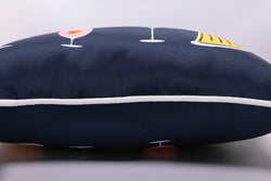 Happy Hour Blue Rectangular Throw Pillow