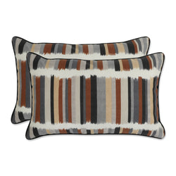 Solar Stripe Ebony Rectangular Throw Pillow (Set of 2)