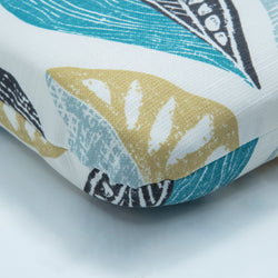 Leaf Block Teal/Citron Rounded Corners Chair Cushion