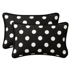 Polka Dot Black Rectangle Throw Pillow (Set Of 2)