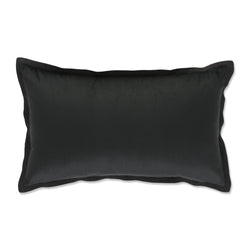 Indoor Velvet Flange Black Rectangular Throw Pillow