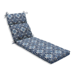 Woodblock Prism Blue Chaise Lounge Cushion