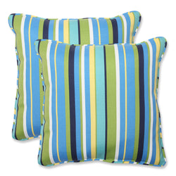 Topanga Stripe Lagoon 18.5-Inch Throw Pillow (Set Of 2)