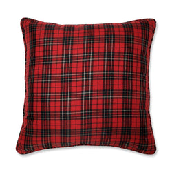 Indoor Christmas Holiday Plaid Red 18-inch Throw Pillow
