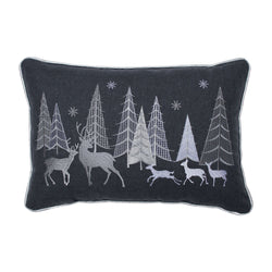 Indoor Christmas Forest Scene Rectangular Throw Pillow
