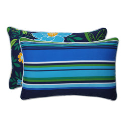 Spring Bling Blue\Sea Island Stripe Blue Rectangular Throw Pillow (Set Of 2)
