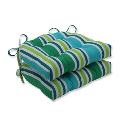 Aruba Stripe Turquoise\Green Outdoor Deluxe Tufted Chairpad (Set Of 2)