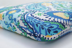 Amalia Paisley Blue Rounded Corners Seat Cushion (Set of 2)