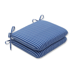 Resort Stripe Blue Rounded Corners Seat Cushion (Set Of 2)