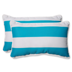Cabana Stripe Turquoise Rectangular Throw Pillow (Set Of 2)