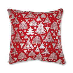 Indoor Metallic Christmas Trees Red 16.5-inch Throw Pillow