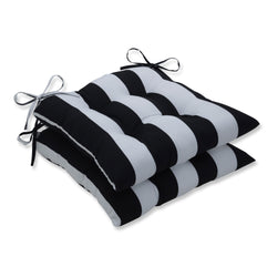 Cabana Stripe Black Tufted Seat Cushions
