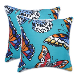 Butterfly Garden Turquoise 18.5-Inch Throw Pillow (Set Of 2)
