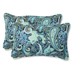 Pretty Paisley Navy Rectangular Throw Pillow (Set Of 2)
