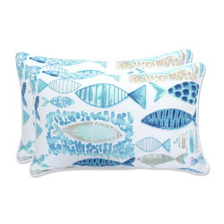 Hooked Seaside Blue Rectangular Throw Pillow (Set of 2)