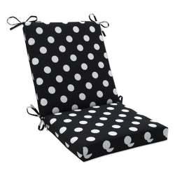 Polka Dot Black Squared Corners Chair Cushion