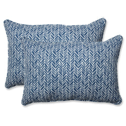 Herringbone Ink Blue Over-Sized Rectangular Throw Pillow (Set Of 2)