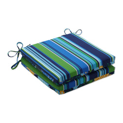 Spring Bling Blue\Sea Island Stripe Blue Squared Corners Seat Cushion 20X20X3 (Set Of 2)
