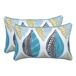 Leaf Block Teal/Citron Rectangle Throw Pillow (Set Of 2)
