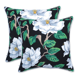 Magnolia Black 18.5-Inch Throw Pillow (Set Of 2)