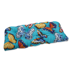 Butterfly Garden Turquoise Wicker Loveseat Cushion