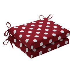 Polka Dot Red Squared Corners Seat Cushion (Set Of 2)
