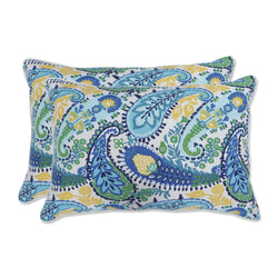 Amalia Paisley Blue Over-sized Rectangular Throw Pillow (Set of 2)