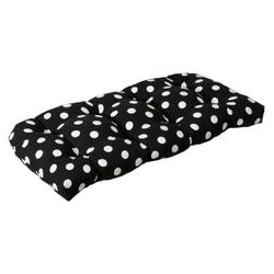 Polka Dot Black Wicker Loveseat Cushion