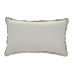 Indoor Velvet Flange Ivory Rectangular Throw Pillow