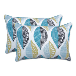 Leaf Block Teal/Citron Over-Sized Rectangular Throw Pillow (Set Of 2)