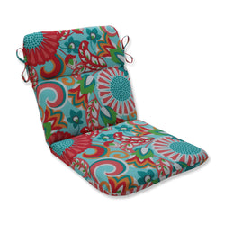 Sophia Turquoise/Coral Rounded Corners Chair Cushion