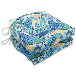 Amalia Paisley Blue Deluxe Tufted Chairpad (Set of 2)