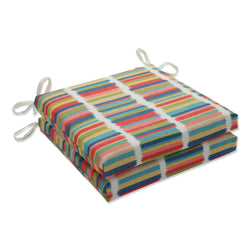 Solar Stripe Fruit Punch Squared Corners Seat Cushion 20x20x3 (Set of 2)