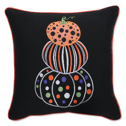 Pumpkin Stack Black 18-inch Throw Pillow
