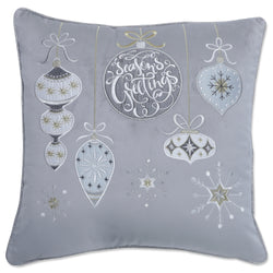 Indoor Christmas Velvet Ornaments Gray 17-inch Throw Pillow