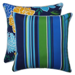 Spring Bling Blue\Sea Island Stripe Blue 18.5-Inch Throw Pillow (Set Of 2)