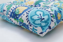 Amalia Paisley Blue Wicker Loveseat Cushion